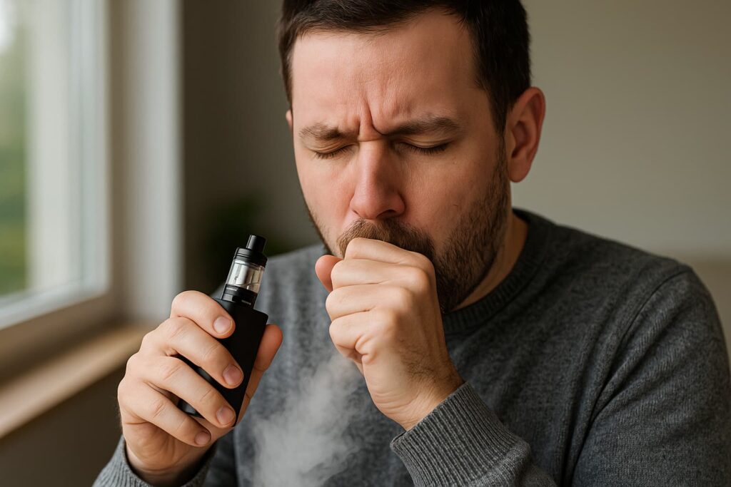 homme toux vapotage